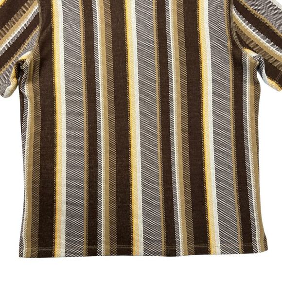 Nicholas Daley Striped Cotton Polo Shirt SIZE M Brown Heavyweight Collar Shirt - Picture 10 of 10